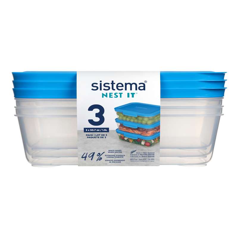 Sistema Ruokasäilytys - Nest It - 3-Pak - 1.5L - Sininen 