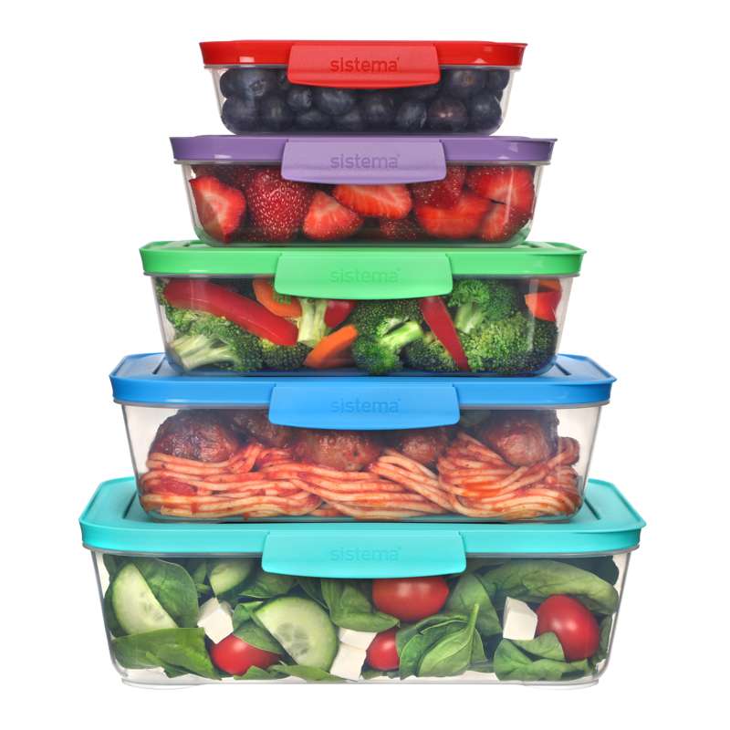 Sistema Food Storage - Nest It - 5-Pack - Assorted Colors 