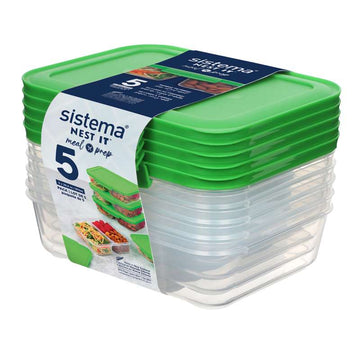 Sistema Voedselopslag - Maaltijdvoorbereiding Nest It - 5-Pack - 870ml - Groen 