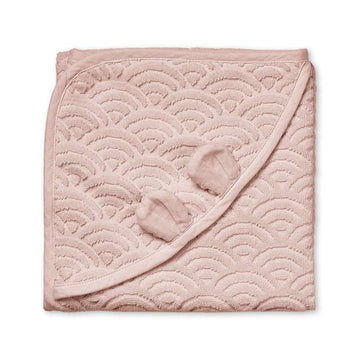 Cam Cam Copenhagen Serviette avec capuche et oreilles - Bébé - GOTS - Rose Poussiéreux 