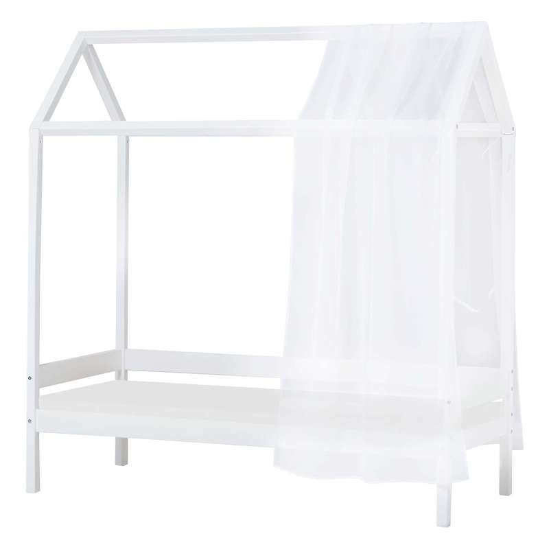 Hoppekids ECO Comfort - Cama casinha m. Têxtil e Colchão - 70x160 cm. - Branco 