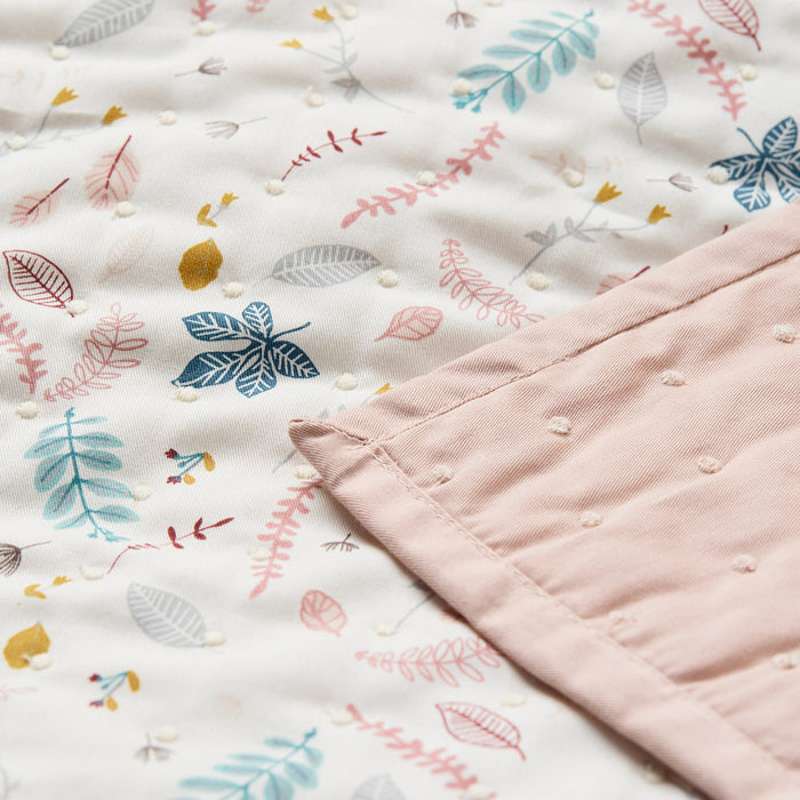 Cam Cam Copenhagen Quilted Baby Blanket - OCS - Pressed Leaves Rose 