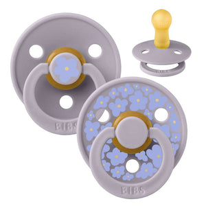 Bibs Round Colour Pacifier - 2-Pack - sz. 2 - natural rubber - Studio - Jasmine - Fossil Grey/Fossil Grey 