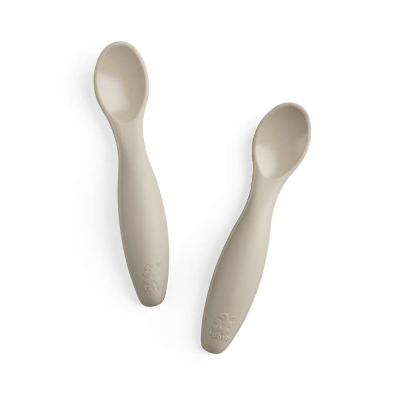 Sebra Set de cuchara de silicona - Jetty Beige 