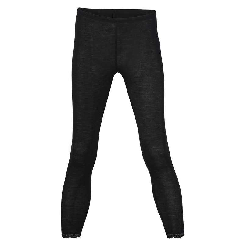 Engel Natur Leggings with Lace for Women - Wool/Silk - Black 