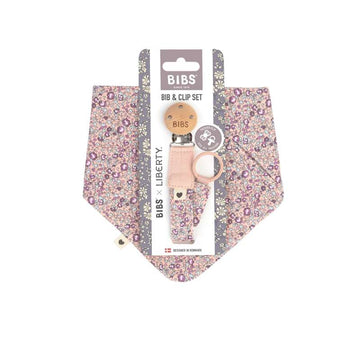BIBS Accessories - Bandana Bib and Pacifier Clip - Liberty - Eloise/Blush 