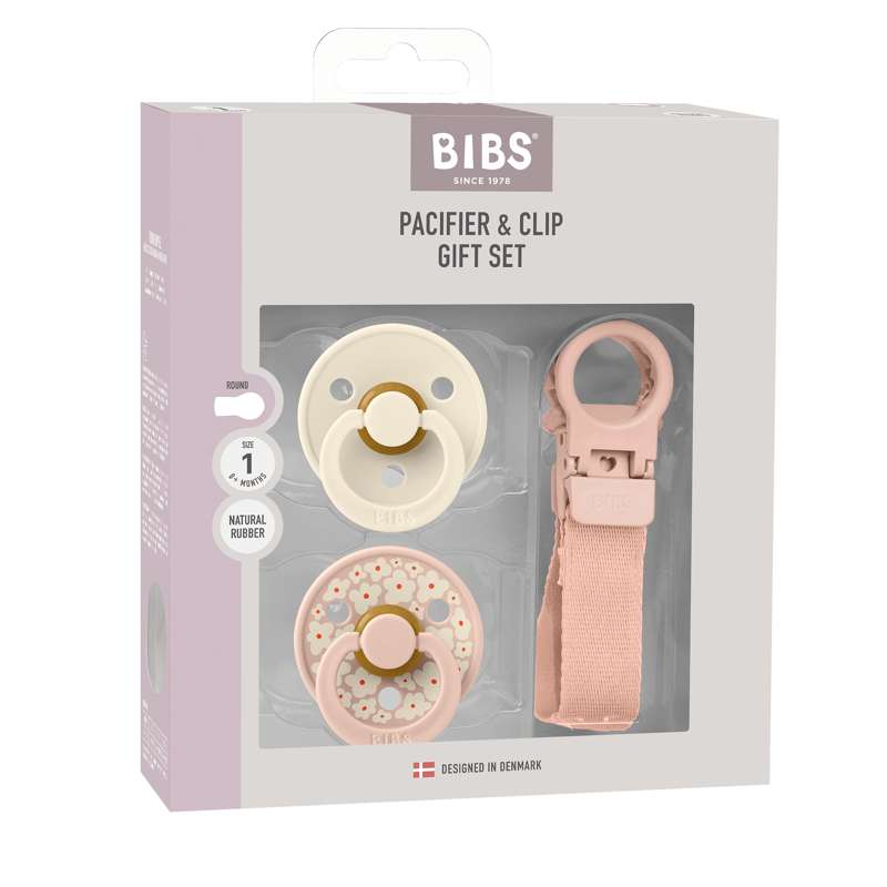 BIBS Rundna boja dudica - 2-Pak - vel. 1 - prirodni kaučuk - s cuclom - Blush 
