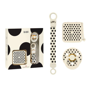 BIBS Baby Gift Set - Soothe & Go - sz. 2 - Polka Studio - Ivory/Black 