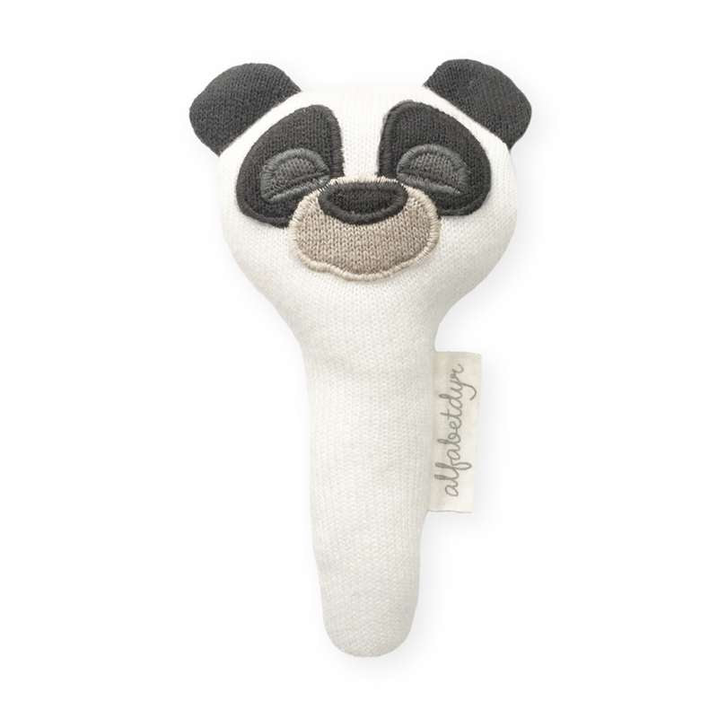 Alfabetdyr Chocalho de panda adormecido em algodão orgânico 