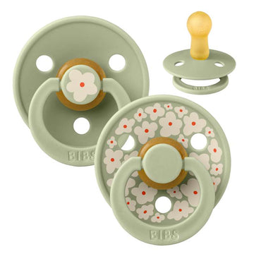 Bibs Ronde Colour Fopspeen - 2-Pack - mt. 2 - natuurrubber - Studio - Jasmijn - Salie/Salie 