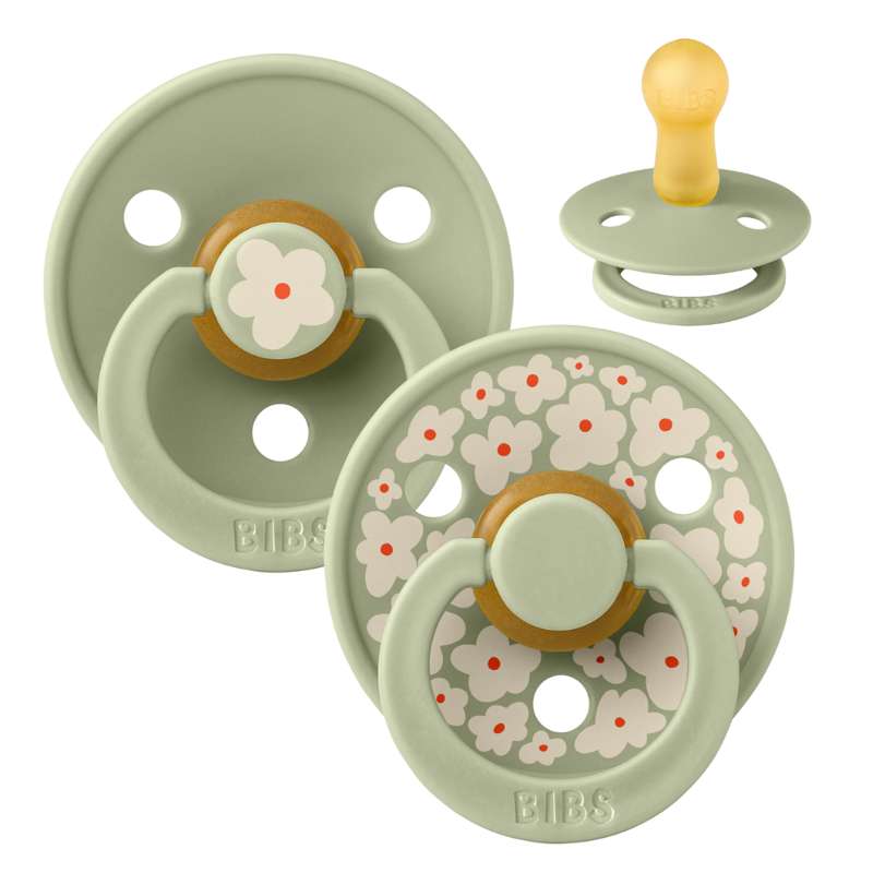 Bibs Round Colour Pacifier - 2-Pack - sz. 2 - natural rubber - Studio - Jasmine - Sage/Sage 