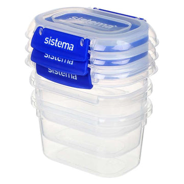 Sistema Lebensmittelaufbewahrung - Klip It Plus - Rechteck - 3er-Pack - 400ml - Blau 