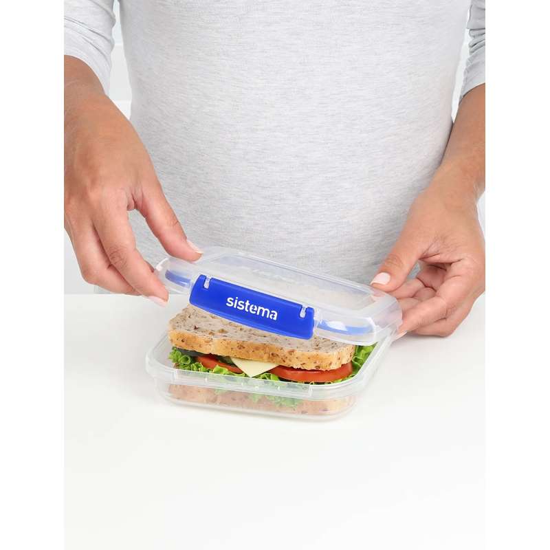 Sistema Food Storage - Clip It Plus - Square - 3-Pack - 520ml - Blue 