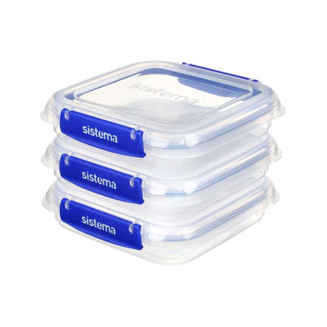 Sistema Conservation des aliments - Klip It Plus - Carré - 3-Pack - 520ml - Bleu 