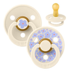 BIBS Rund Colour Smokk - 2-pak - Str. 2 - Naturgummi - Jasmine Studio - Ivory/Ivory