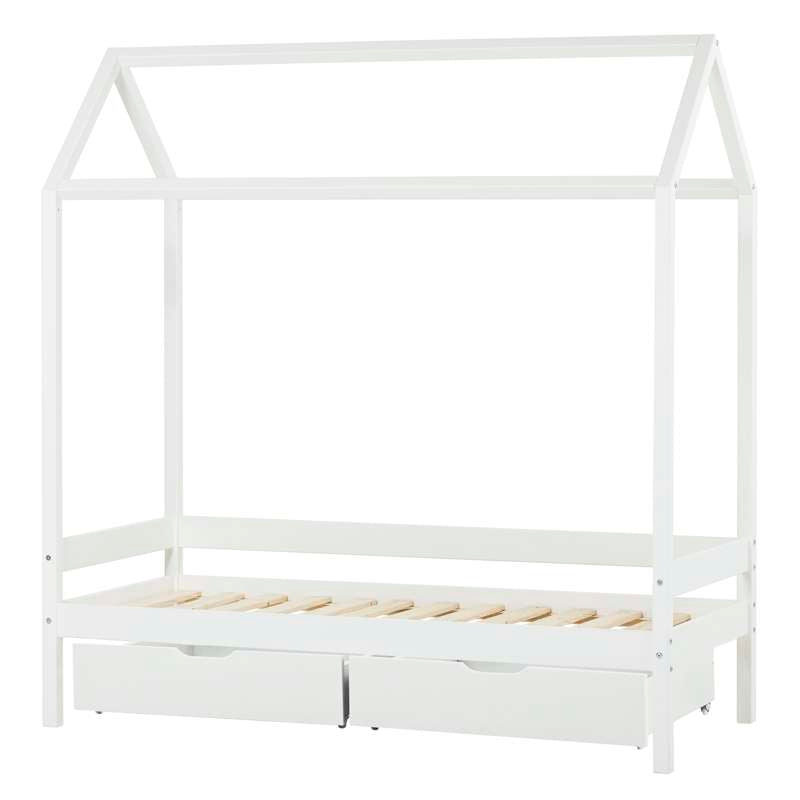 Hoppekids ECO Comfort - Hausbett m. Schubladenschrank - 70x160 cm. - Weiß 