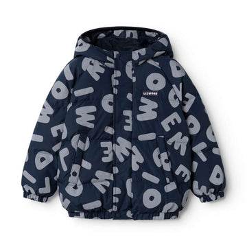 Liewood Adelina Down Jacket w. Reflectors - Letters/Classic Navy