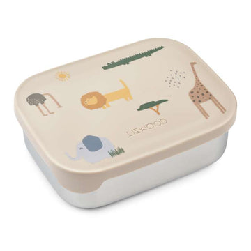 Liewood Arthur Removable Lunch Box - Steel/Silicone - Safari/Sandy Mix 