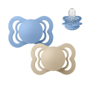 BIBS Symmetrisch Supreme fopspeen - 2-Pack - mt. 1 - Siliconen - Vanilla/Sky Blue 