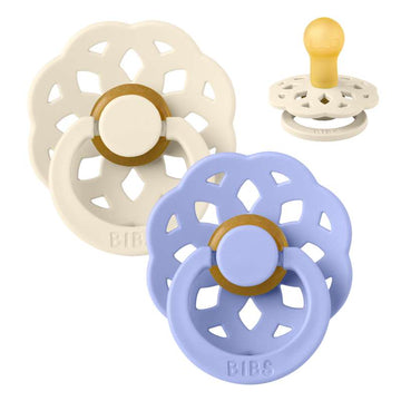 BIBS Boémia Redonda chupeta - Pack de 2 - tam. 1 - borracha natural - Marfim/Hush 