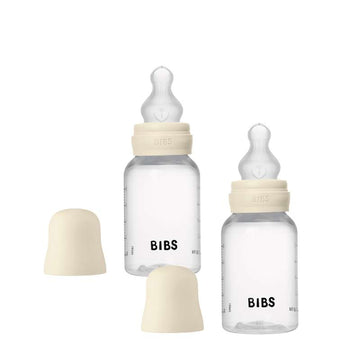 BIBS Flasche - Sauger-Set - Plastik - Silikon/Langsame Fließgeschwindigkeit/Rund - 150 ml. - 2er-Pack - Elfenbein 