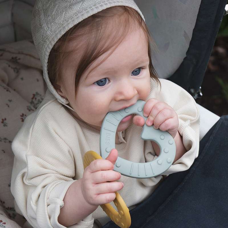 BIBS Spielen - Baby Bitie Beißring - Herz - Baby Blau 