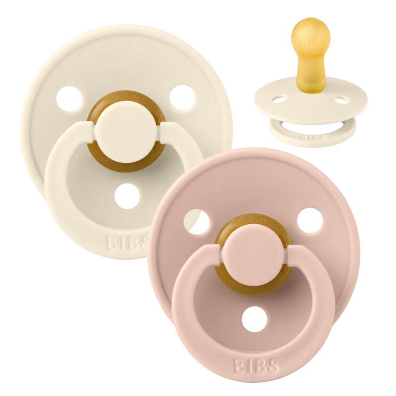 Bibs Round Colour Pacifier - 2-Pack - sz. 2 - natural rubber - Ivory/Blush 