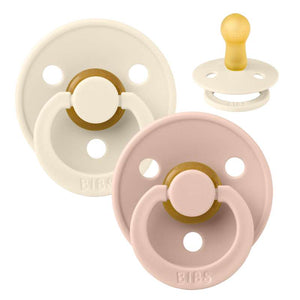 Sucette BIBS ronde Colour - Lot de 2 - Taille 2 - Caoutchouc naturel - Ivory/Blush