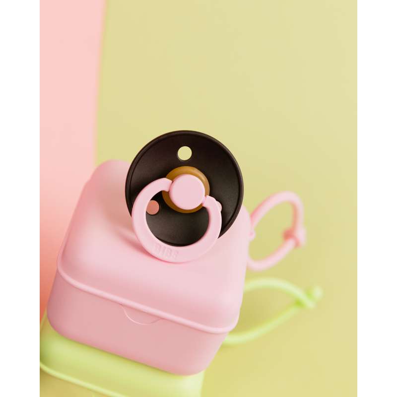 BIBS Accessoires Boîte à tétine - Silicone - Boîte à sucette avec place pour 3 Sucettes - Rose bébé 