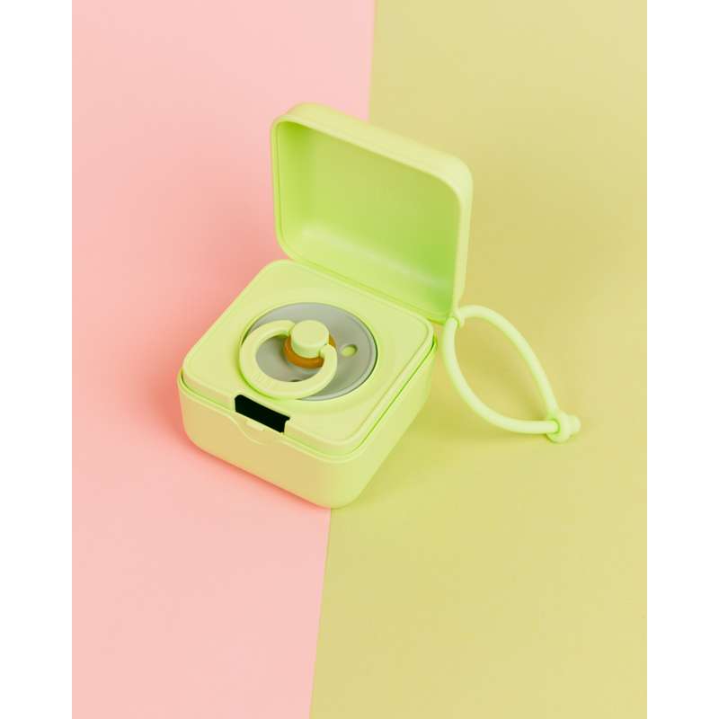 BIBS Accessoires Boîte à tétine - Silicone - Boîte à sucette avec place pour 3 Sucettes - Matcha 