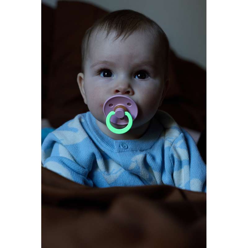 BIBS Rund Colour Sut - Str. 1 - Naturgummi - GLOW - Baby Pink