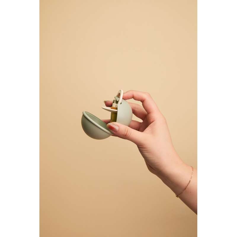 BIBS Rund Colour Sut - Str. 2 - Naturgummi - m. Pacifier Case Mini - Ivory/Sage