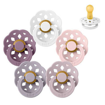 BIBS Round Boheme Pacifier - bundle - 5 pcs. - sz. 2 - Lovely Lilacs 