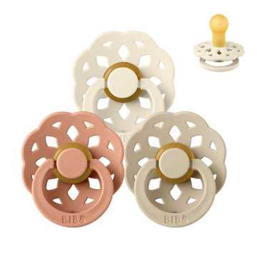 BIBS Round Boheme Pacifier - bundle - 3 pcs. - sz. 1 - Soft and Earthy 