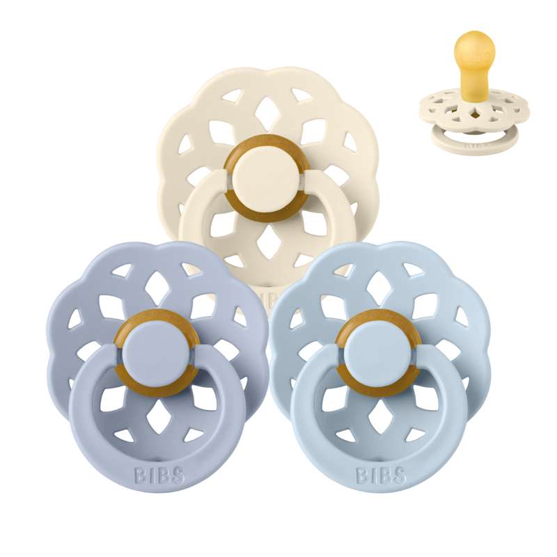 BIBS Round Boheme Pacifier - bundle - 3 pcs. - sz. 1 - Soft and Clear 