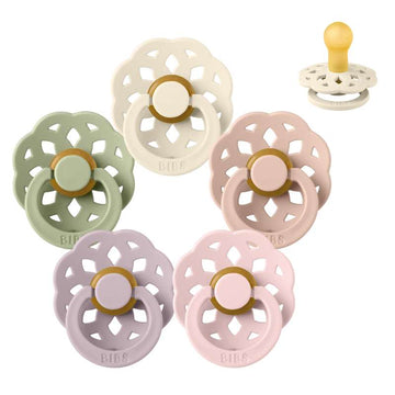 BIBS Round Boheme Pacifier - bundle - 5 pcs. - sz. 1 - Springtime in Paris 