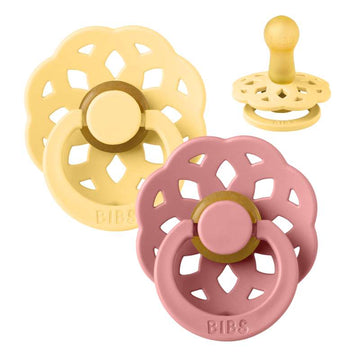 Sucette Bibs Boheme - 2-Pak - t. 2 - caoutchouc naturel - Beurre pâle/Rose poussiéreux 