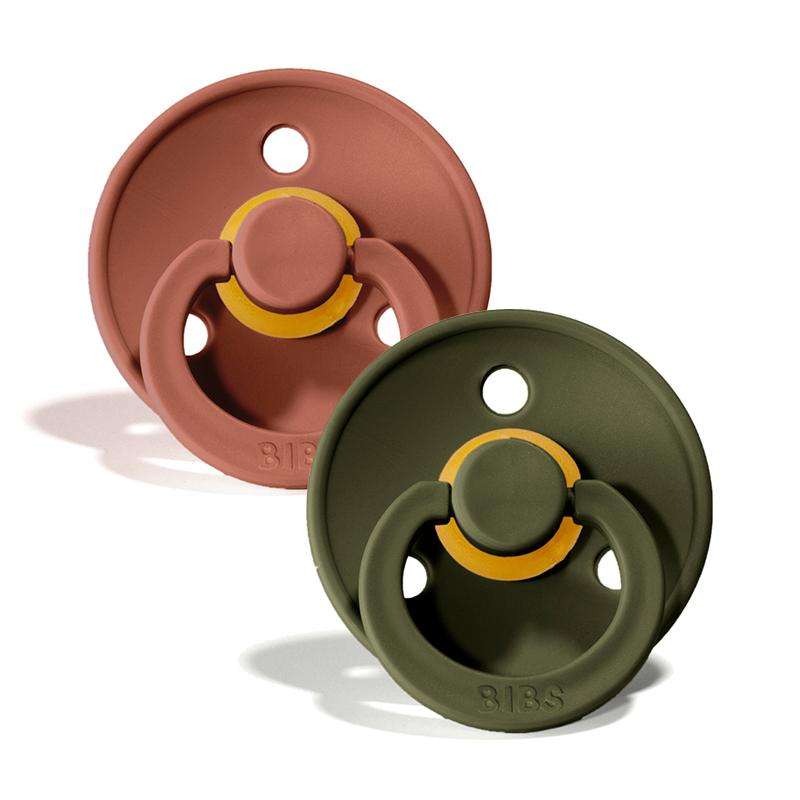 Bibs Okrogla Colour Duda - 2-Pak - št. 2 - naravna guma - Woodchuck/Hunter Green 