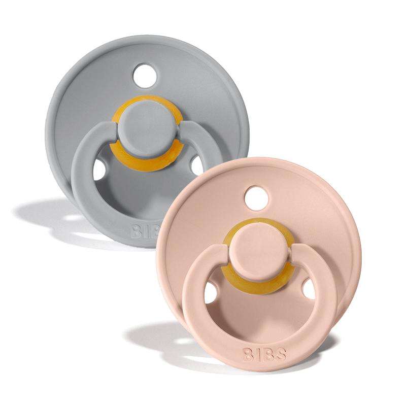 Bibs Round Colour Pacifier - 2-Pack - sz. 2 - natural rubber - Cloud/Blush 