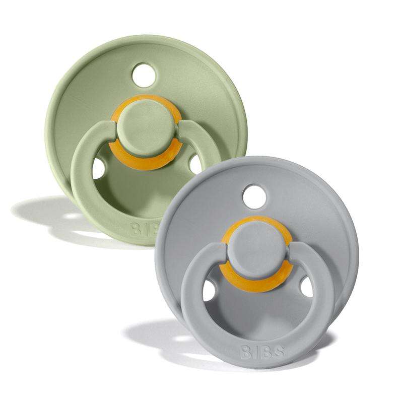 Bibs Round Colour Pacifier - 2-Pack - sz. 1 - natural rubber - Sage/Cloud 