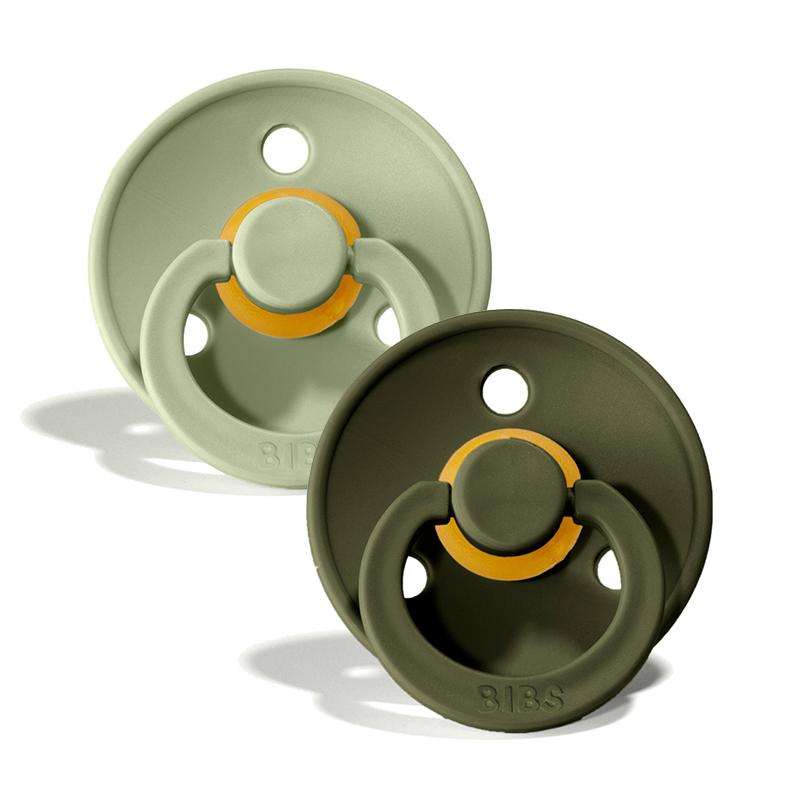 Succhietto Bibs Rotondo Colour - 2-Pak - tg. 1 - gomma naturale - Salvia/Verde Cacciatore 