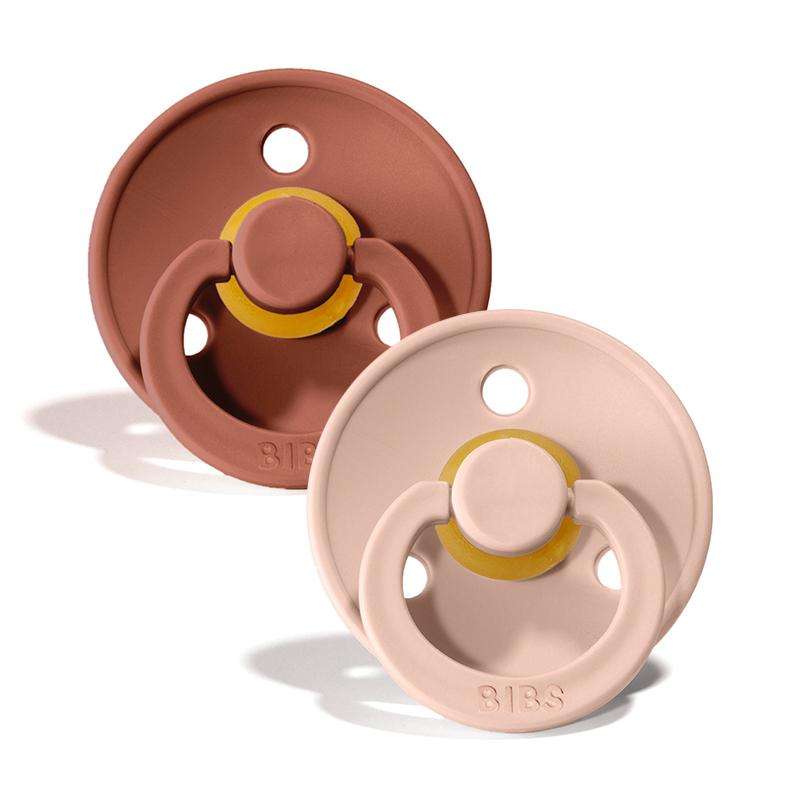 Bibs Rund Colour Schnuller - 2er-Pack - Gr. 2 - Naturkautschuk - Woodchuck/Blush 
