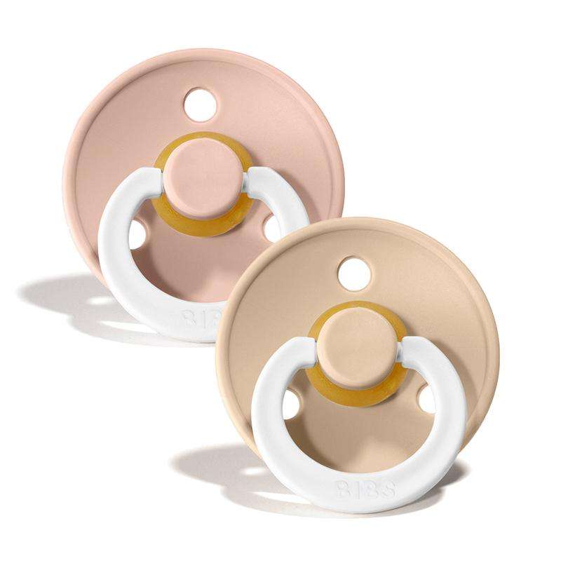 Bibs Rund Colour Schnuller - 2er-Pack - Gr. 2 - Naturkautschuk - GLOW - Blush/Vanille 