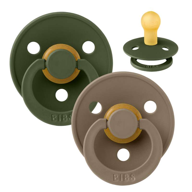 Bibs Kerek Colour Cumi - 2-csomag - mé. 1 - természetes gumi - Vadász Zöld/Sötét Tölgy 