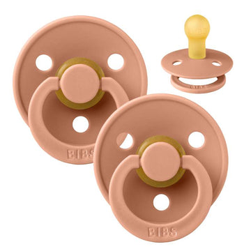 Bibs Round Colour Pacifier - 2-Pack - sz. 1 - natural rubber - Peach/Peach 