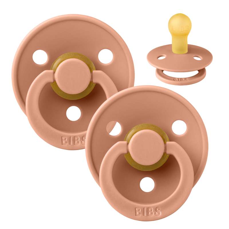 Bibs Στρογγυλή Colour Πιπίλα - 2-Πακέτο - μεγ. 1 - φυσικό καουτσούκ - Ροδάκινο/Ροδάκινο 