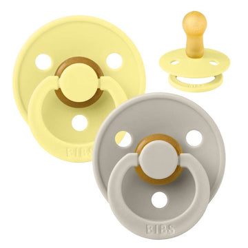 Bibs Round Colour Pacifier - 2-Pack - sz. 2 - natural rubber - Sunshine/Sand 