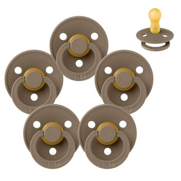 Bibs Round Colour Pacifier - bundle - 5 pcs. - sz. 2 - Dark Oak 