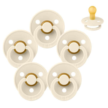 Bibs Round Colour Pacifier - bundle - 5 pcs. - sz. 1 - Ivory 