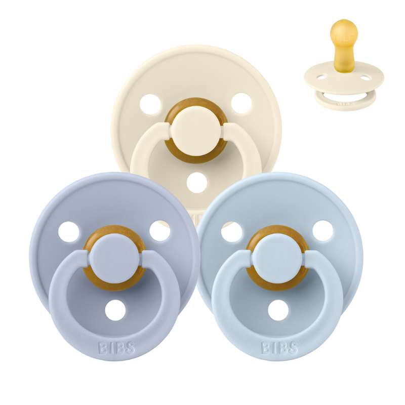Bibs Round Colour Pacifier - bundle - 3 pcs. - sz. 2 - Soft and Clear 